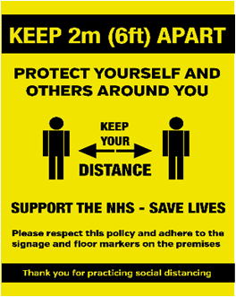 A1 Size: Keep 2M Apart - Social Distancing Customer Notice (Waterproof Poster)