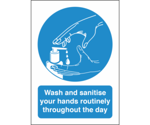 Wash & Sanitise Routinely Vinyl Sticker Notice-0