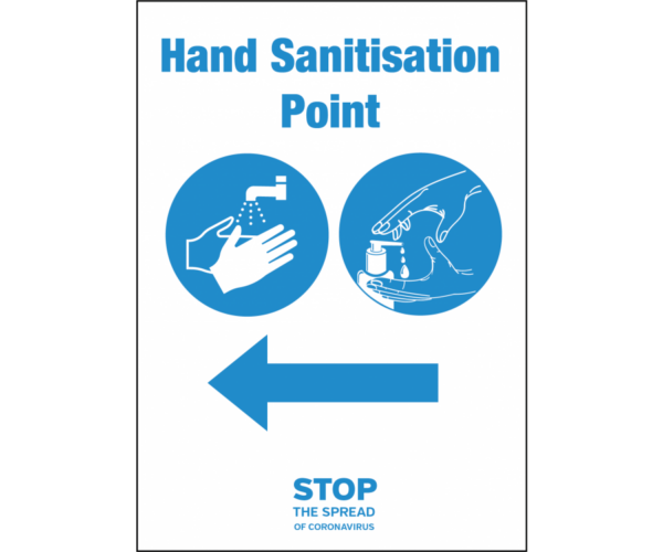 Hand Sanitisation Point Left Arrow Vinyl Sticker Notice-0