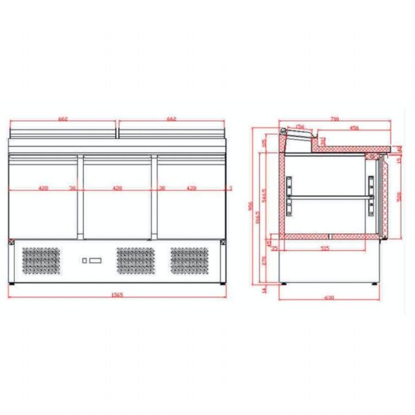 Gastronorm Saladette Counter GSS435