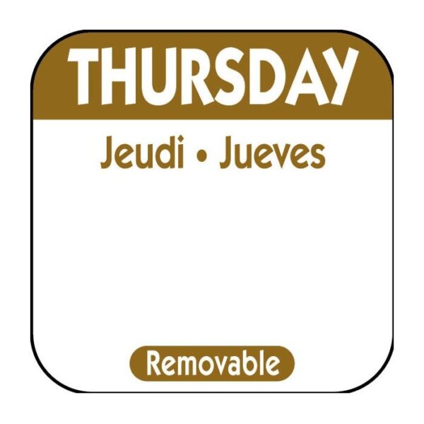 Thursday 25mm (1") Square Trilingual Removable Label-0