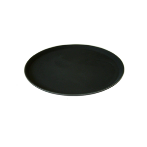 14 Inch Round Black Plastic Non Slip Tray-0