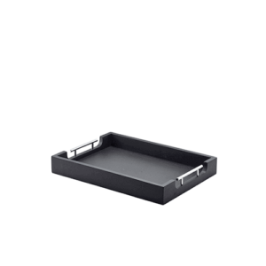 GenWare Solid Black Butlers Tray with Metal Handles 45 x 33cm-0