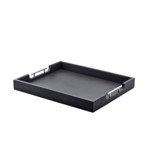 GenWare Solid Black Butlers Tray with Metal Handles 54.5 x 44cm-0
