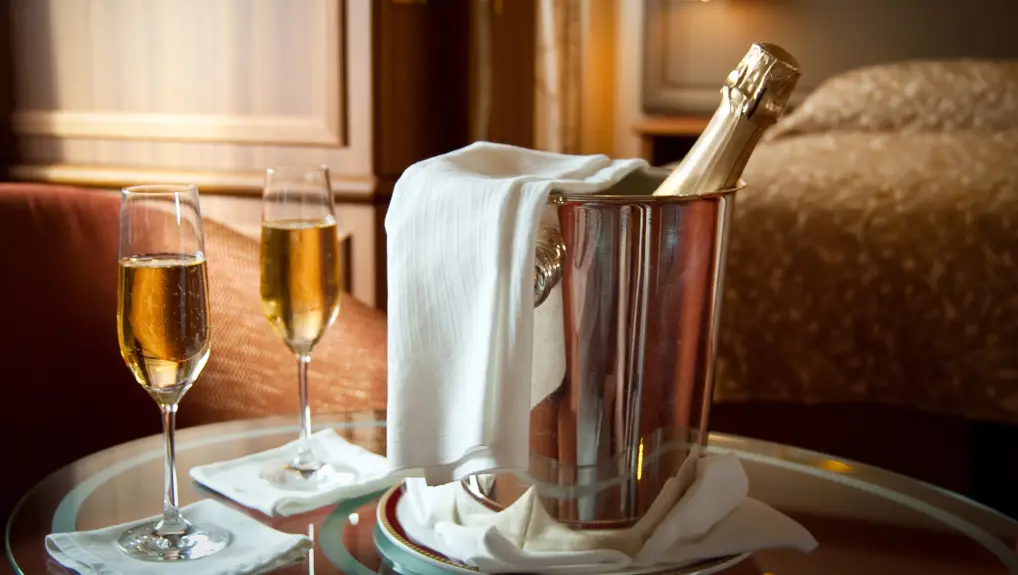 image of Hotel room with champagne