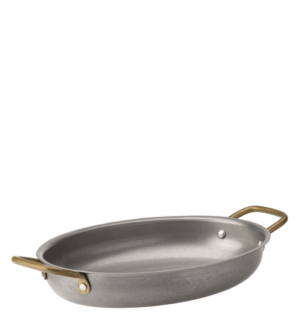 Vintage Steel Oval Dish 24.5 x 17.5cm