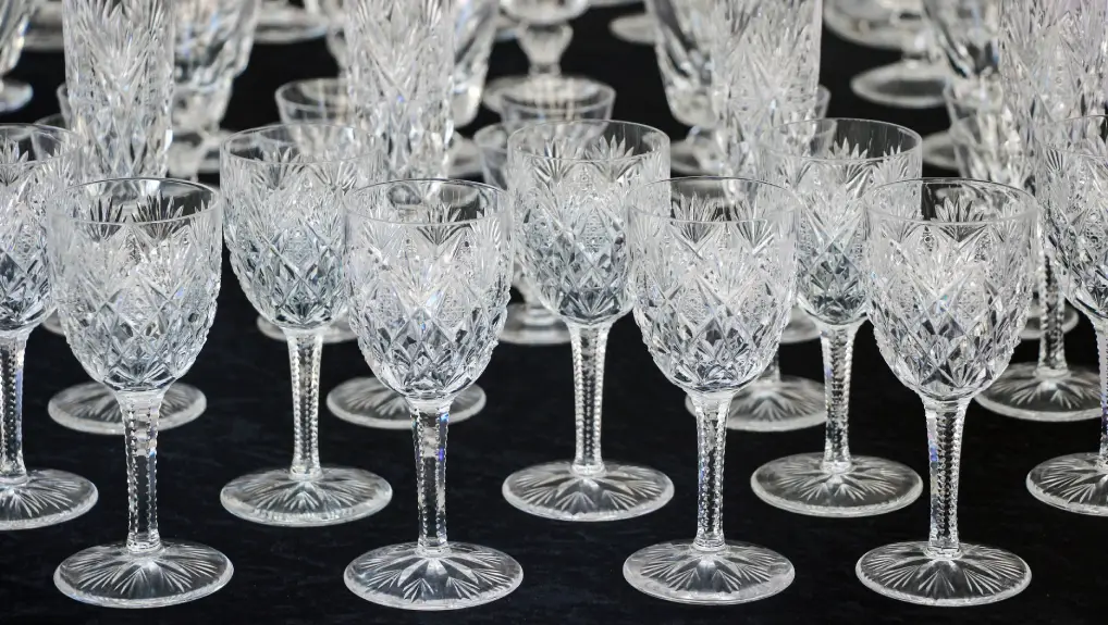 Image of crystal glassware on black background