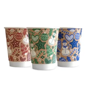 A picture of Vegware 89-Series Mixed Christmas Cup 340ml/12oz
