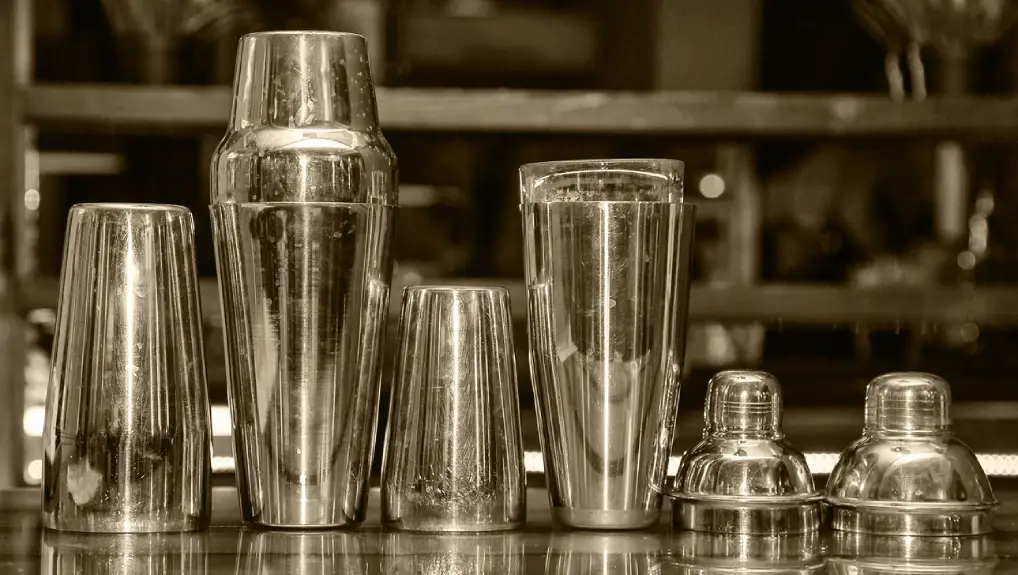 image of a collection of cocktail shakers, Boston Vs Cobbler Vs French Shaker Pros & Cons