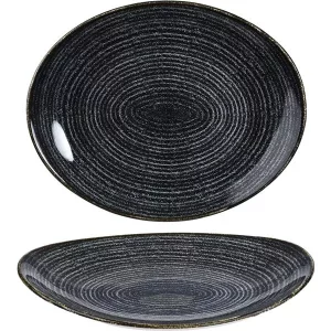 Churchill Super Vitrified Homespun Oval Plate Charcoal Black 26.6cm/10.5"