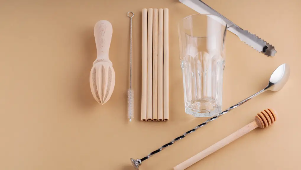 Close up image of eco-friendly bar tools and equipment