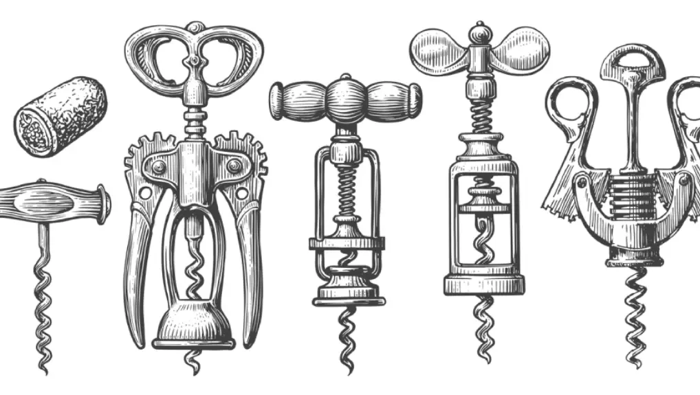 image of a vintage illustration of various bar tools.