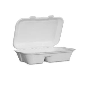Vegware Nourish Moulded Fibre 2-Compartment Clamshell 245 x 155mm / 9 x 6"