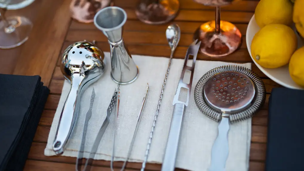 An image of a selection of normal and advanced tools used for bartending
