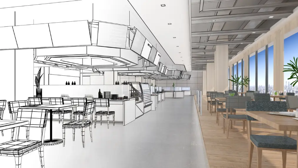 Illustraion image of a bar layout using the best practices for designing a commercial bar layout
