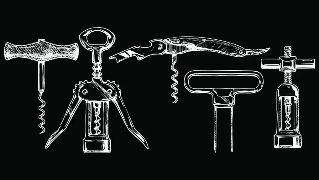 Black and white illustration showing the history of bar tools vintage to modern