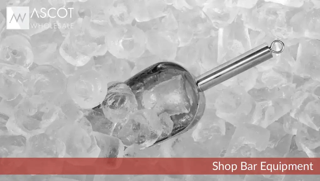 Image of a an ice scoop part of the top-rated ice tools for professional  bartenders