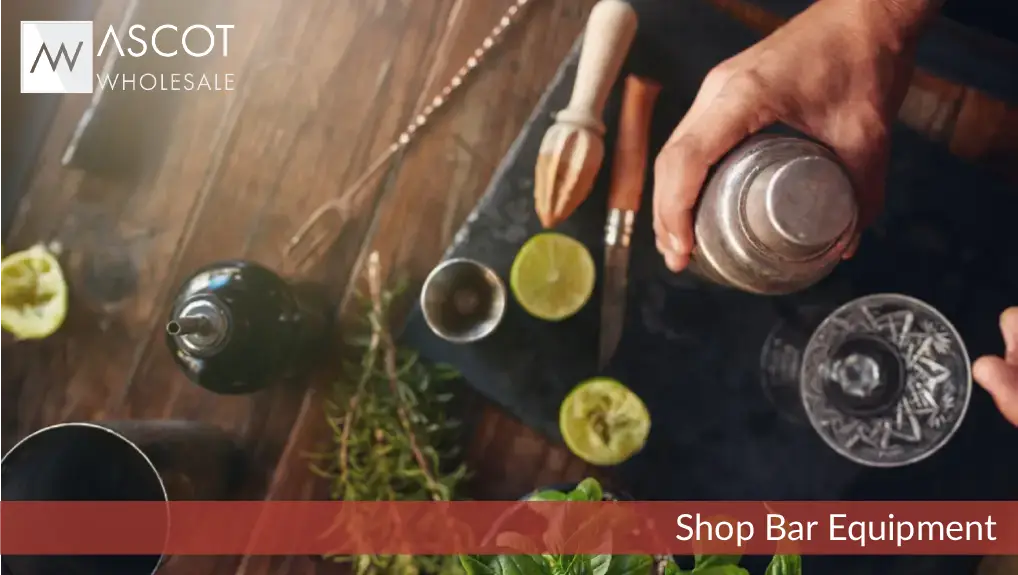 Close up image of the perfect cocktail starter kit with bartender creating a  cocktail.