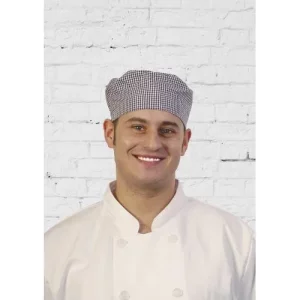 BonChef Small Blue and White Check Classic Skull Cap