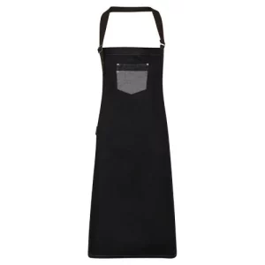 BonChef Waxed Look Denim Bib Apron with Faux Leather