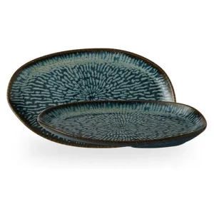 Churchill Cascade Sapphire Blue Natural Organic Platter 22cm x 13cm/8.625 x 5.125"