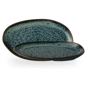Churchill Cascade Sapphire Blue Natural Organic Platter 26cm x 15cm/10.25 x 5.875"