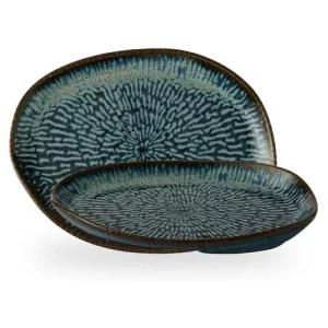 Churchill Cascade Sapphire Blue Natural Organic Platter 26cm x 20cm/10.25 x 7.875"