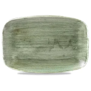 Churchill Stonecast Patina Burnished Green Oblong Chefs' Plate 24.5 x 35.5cm/9.63 x 13.94"