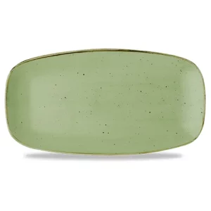 Churchill Stonecast Sage Green Oblong Chefs' Plate 35.5 x 18.9cm/13.88 x 7.38"