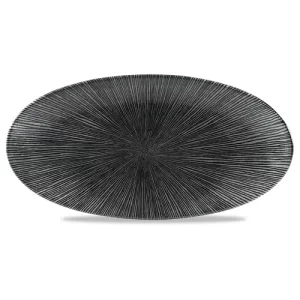Churchill Studio Prints Agano Black Oval Chefs' Plate 17.3 x 34.7cm/6.75 x 13.63"