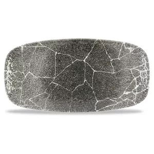 Churchill Studio Prints Kintsugi Reverse Quartz Black Oblong Chefs' Plate 29.8 x 15.3cm/11.75 x 6"
