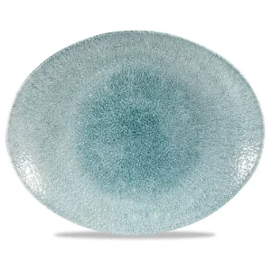 Churchill Studio Prints Raku Jade Green Orbit Oval Coupe Plate 25.5 x 31.7cm/10 x 12.44"