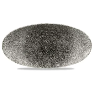 Churchill Studio Prints Raku Quartz Black Oval Chefs' Plate 15 x 29.9cm/5.88 x 11.75"