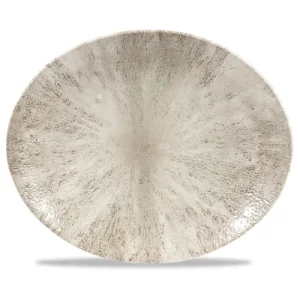 Churchill Studio Prints Stone Agate Grey Orbit Oval Coupe Plate 22.9 x 27cm/9 x 10.63"