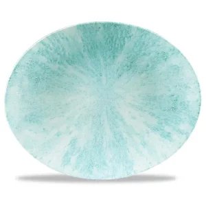 Churchill Studio Prints Stone Aquamarine Orbit Oval Coupe Plate 22.9 x 27cm/9 x 10.63"