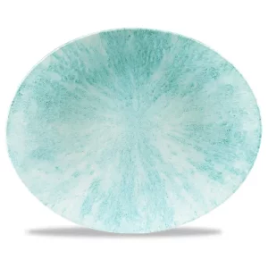 Churchill Studio Prints Stone Aquamarine Orbit Oval Coupe Plate 25.5 x 31.7cm/10 x 12.44"