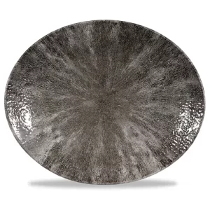 Churchill Studio Prints Stone Quartz Black Orbit Oval Coupe Plate 27 x 22.9cm/10.625 x 9"