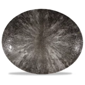Churchill Studio Prints Stone Quartz Black Orbit Oval Coupe Plate 31.7 x 25.5cm/12.5 x 10"