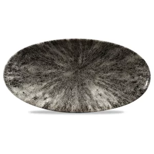 Churchill Studio Prints Stone Quartz Black Oval Chefs' Plate 15 x 29.9cm/5.88 x 11.75"