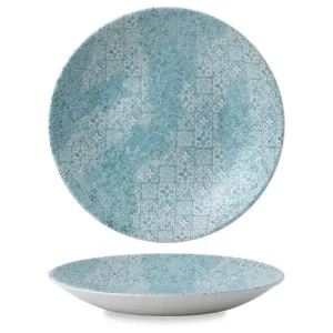 Churchill Vintage Prints Med Tiles Aquamarine Deep Coupe Plate 25.5cm/10"