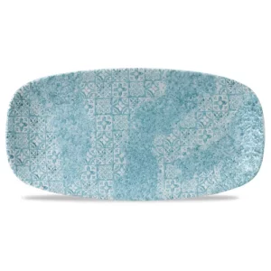 Churchill Vintage Prints Med Tiles Aquamarine Oblong Chefs' Plate 15.3 x 29.8cm/6 x 11.69"