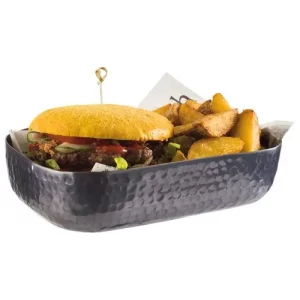 DPS Aluminium Hammered Bowl Gunmetal Look 23 x 15.5cm/9.1 x 6.1"