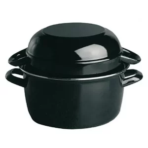 DPS Black Enamelled Mussel Pot with Lid 18 x 12cm/7.1 x 4.7"