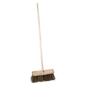 Half Round Wooden Yard Broom Stiff Bristle 13" With 59" Handle
