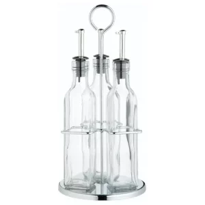 KitchenCraft World of Flavours Italian 3 Bottle Oil & Vinegar Set with Stand 270ml/9.5oz