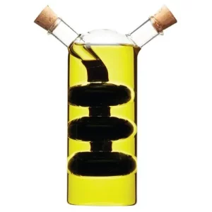 KitchenCraft World of Flavours Italian Glass Dual Oil and Vinegar Bottle, 300ml/100ml 10oz/3.4oz
