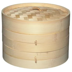 KitchenCraft World of Flavours Two Tier Bamboo Steamer & Lid 20cm/8"