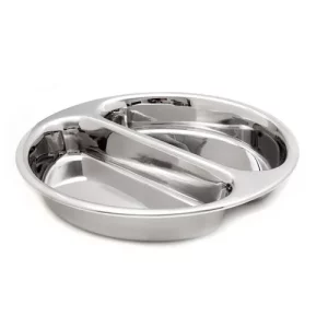 Steelite DW Haber Stainless Steel Round Divided Food Pan 38.7 x 7.6cm/15.2 x 3.0"