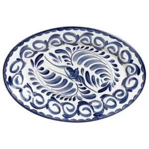 Steelite Puebla Blue Oval Platter Rolled Edge 34cm/13.39"