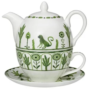 Steelite William Edwards Sultan's Garden Green Coupe Tea For One Set (Cup & Teapot)